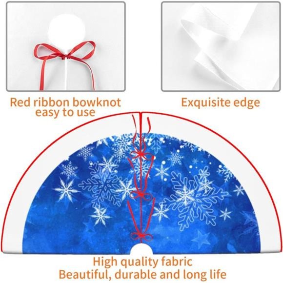 Christmas Tree Skirt Rustic Thick Xmas Tree Skirt with Snowflake, 48 Inches - Picture 4 of 7